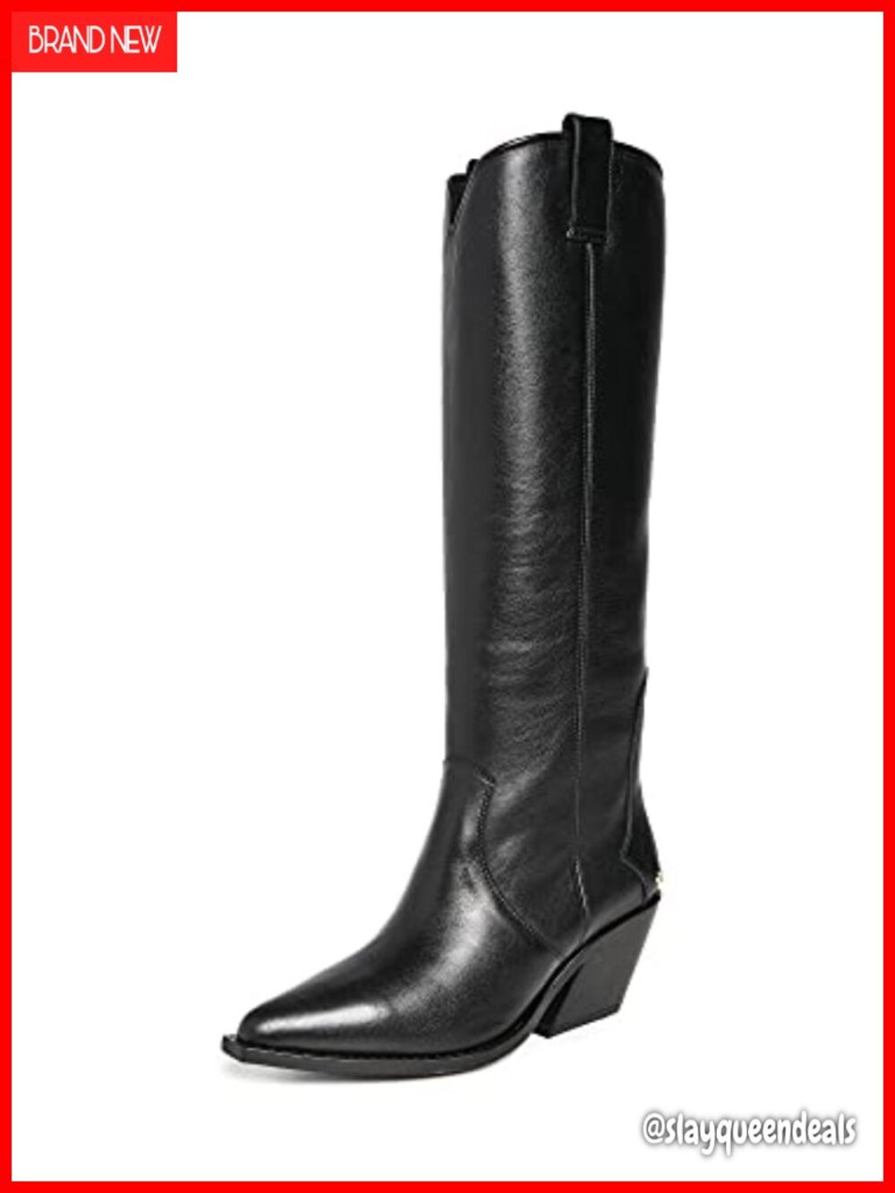 Tall Tania Knee-High Western Stacked Heel Pointed Toe Cowhide Boots